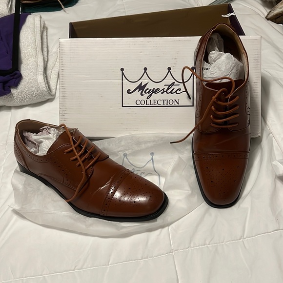 New Men’s Majestic Dress Shoe Brown 6 1/2 - Picture 1 of 9